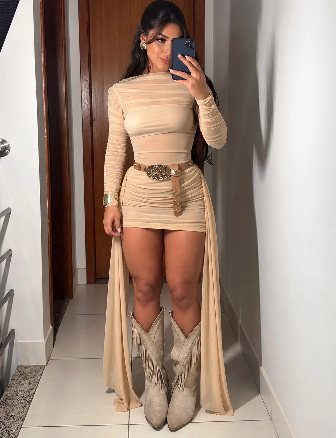 Conjunto 3 Peças Tule Luvinha Hannah Drapeado
