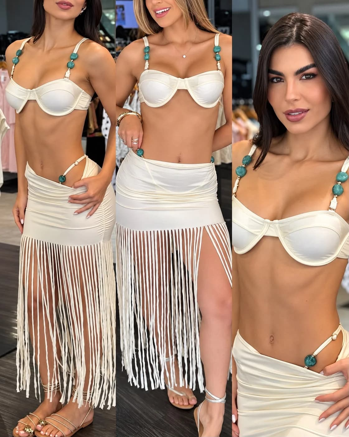 Conjunto de Biquíni + Saída Franjas