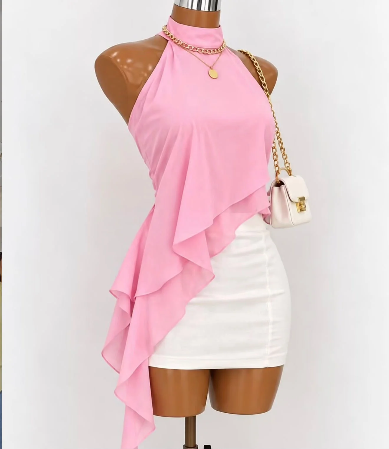 Blusa Bata Assimétrica com Babados