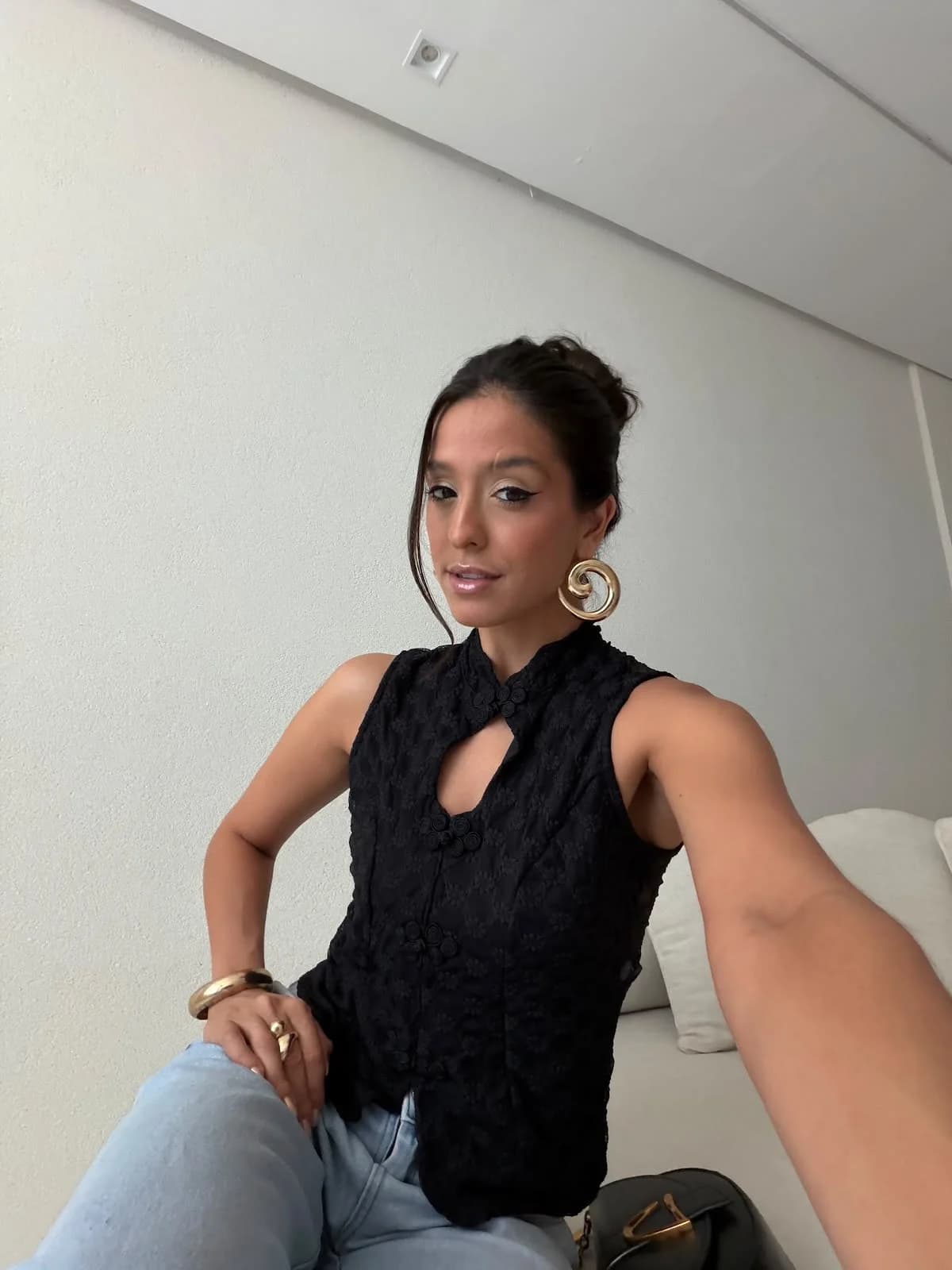 Blusa Renda Asiática Fecho Oriental