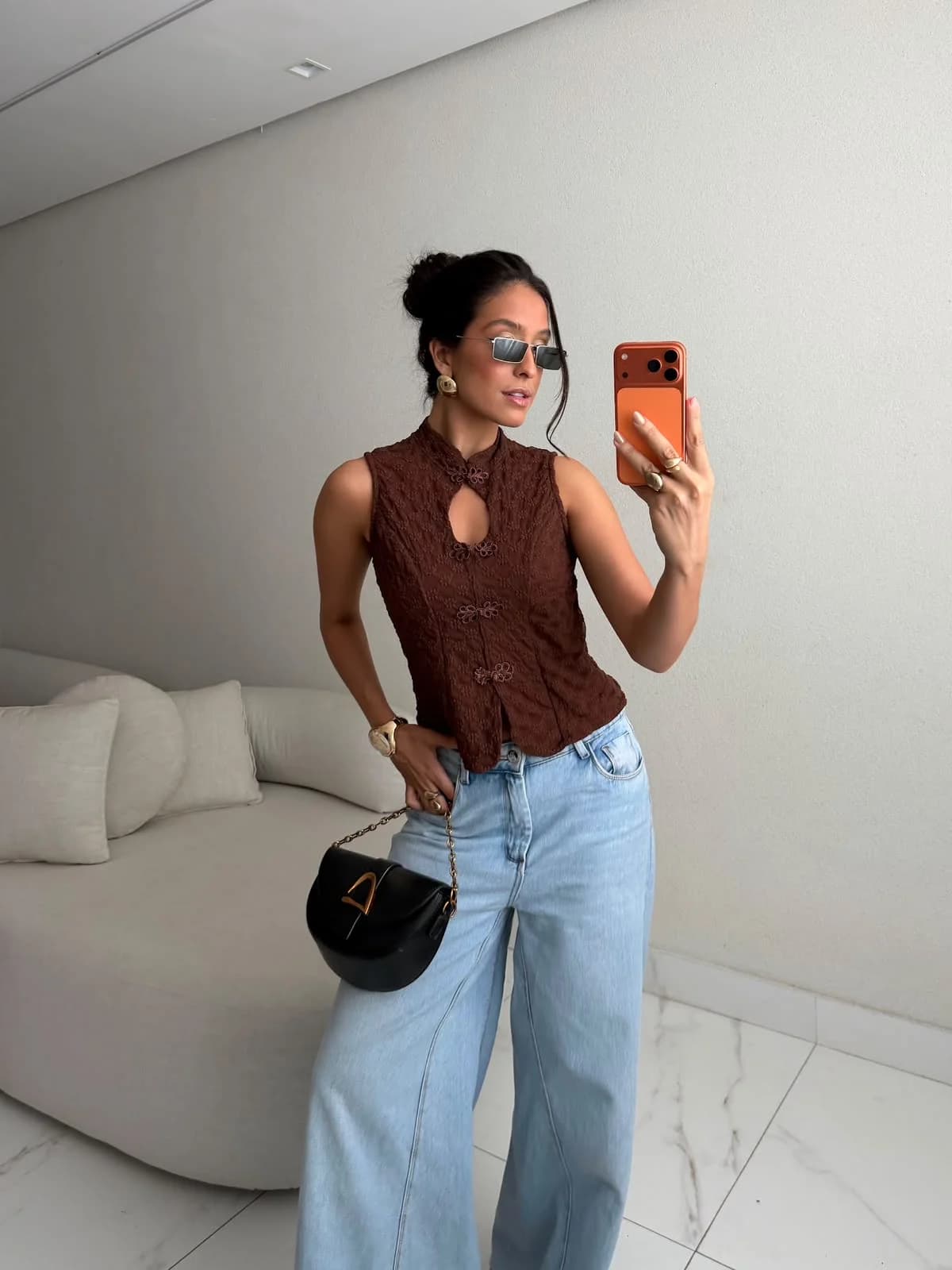 Blusa Renda Asiática Fecho Oriental