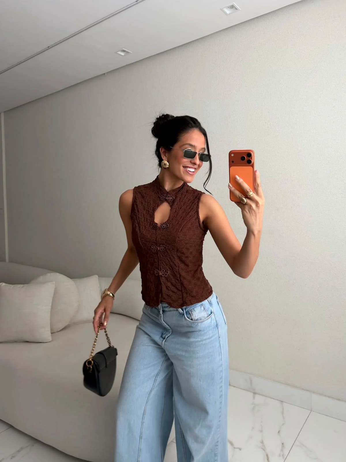 Blusa Renda Asiática Fecho Oriental