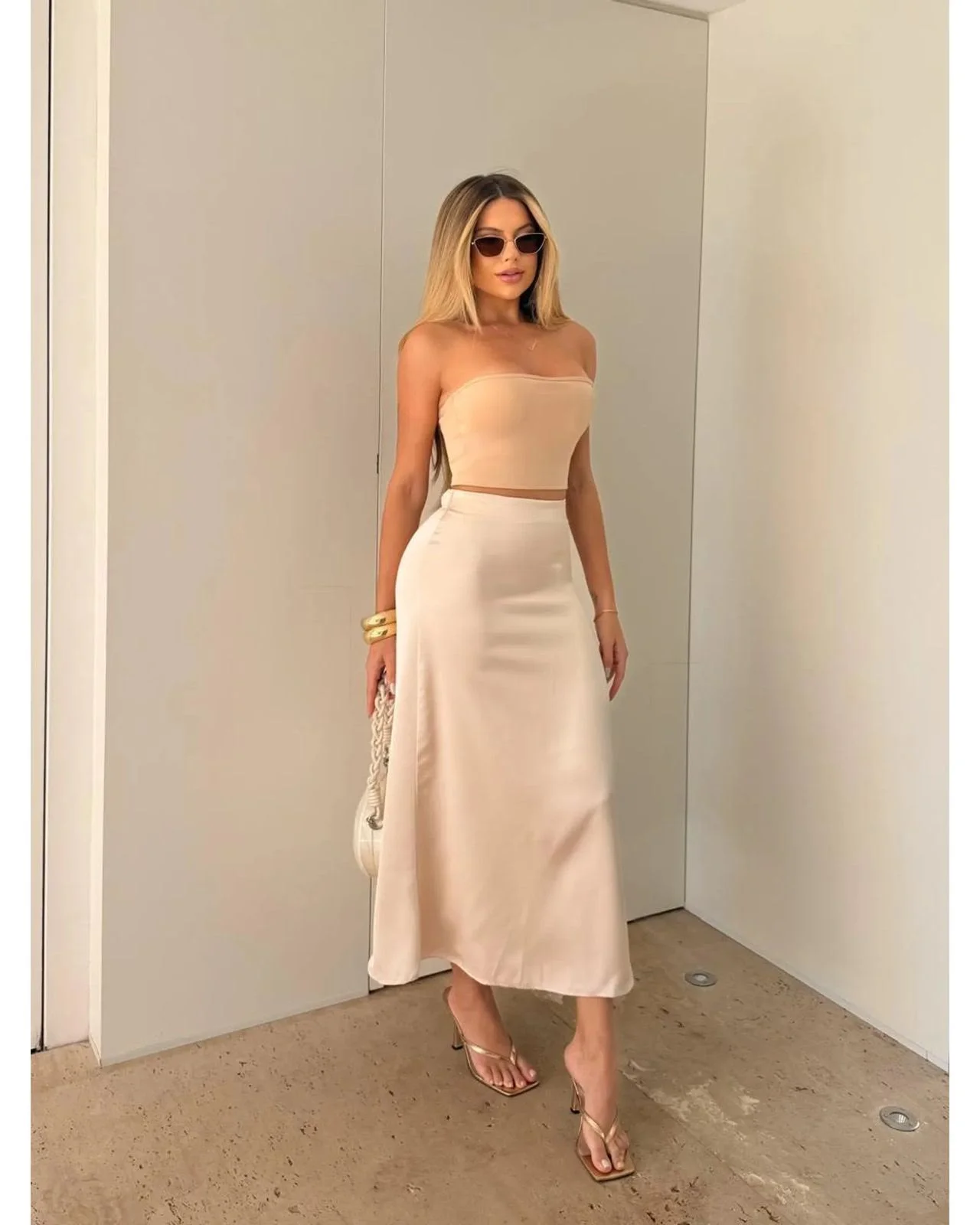 Saia Longa Cetim Mel