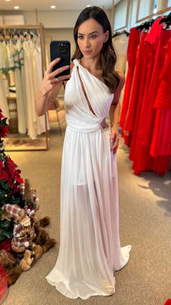 Vestido Longo Branco Luxo - Imagem 9