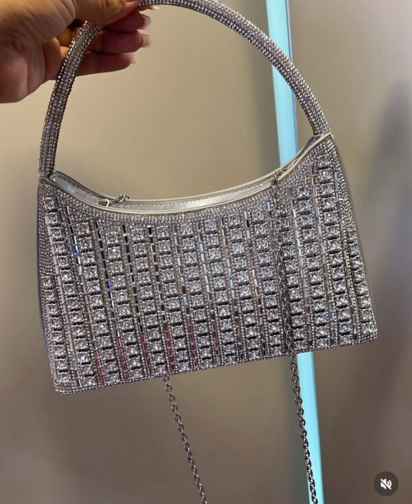 Bolsa Bag Metalic Strass Prata - Imagem 2