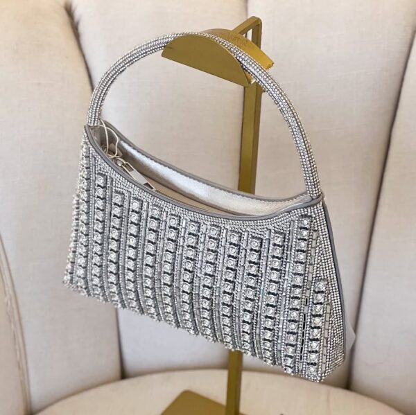 Bolsa Bag Metalic Strass Prata
