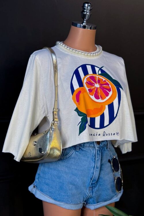 Cropped T-shirt Laranja Off