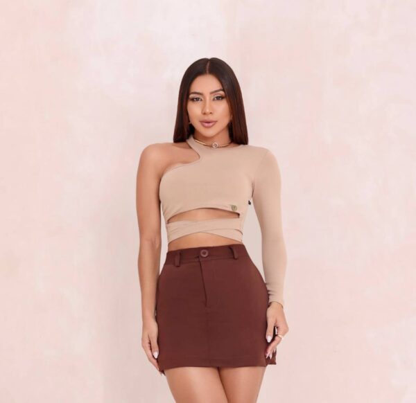 Shorts/saia Alfaiataria Marrom - Imagem 2