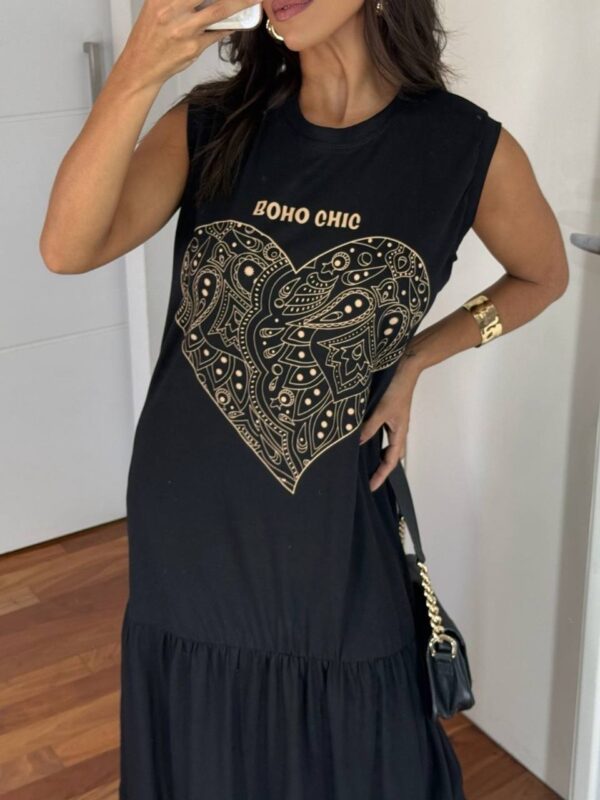 Vestido Longo Lovers Boho Chic Preto - Imagem 2