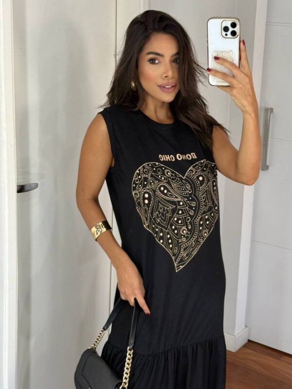 Vestido Longo Lovers Boho Chic Preto - Imagem 3