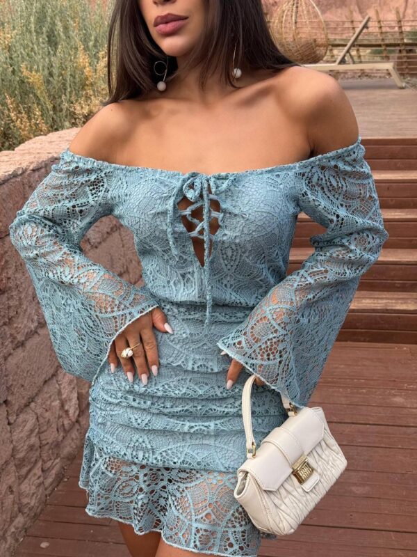 Vestido Escence Rendado Azul - Imagem 2