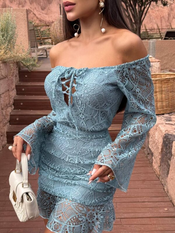 Vestido Escence Rendado Azul - Imagem 3