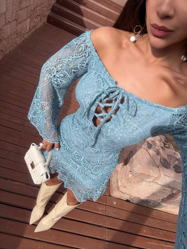 Vestido Escence Rendado Azul - Imagem 6