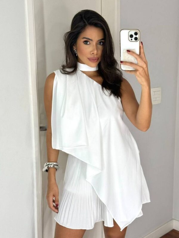 Blusa Bata Choker Branca
