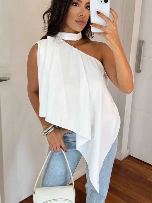 Blusa Bata Choker Branca - Imagem 2