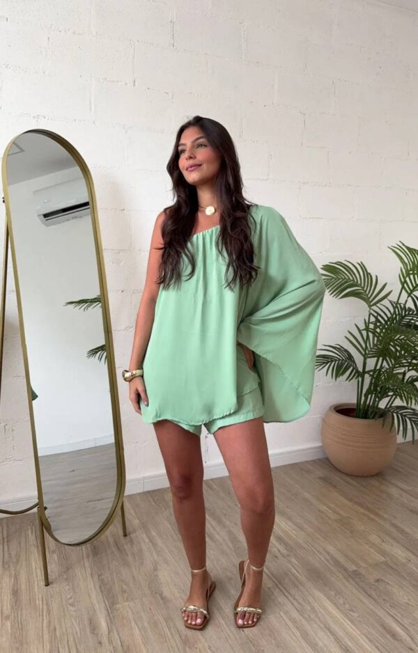 Vestido/macaquinho Chifon Verde - Imagem 6