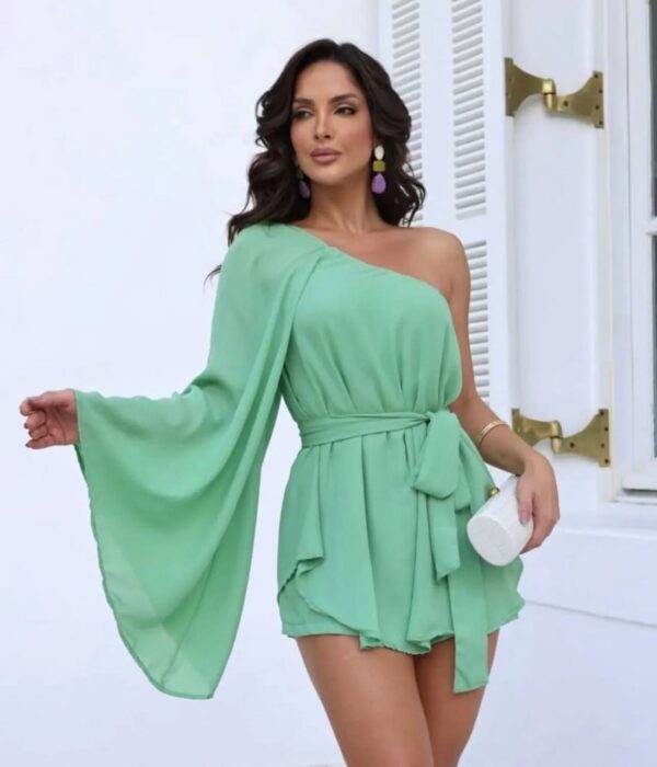 Vestido/macaquinho Chifon Verde - Imagem 3