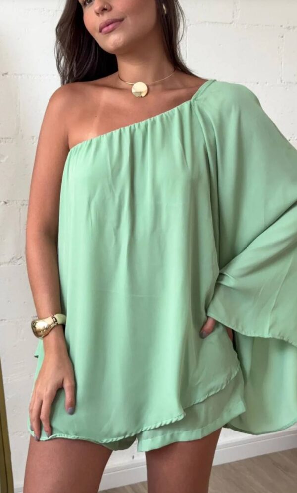 Vestido/macaquinho Chifon Verde - Imagem 7