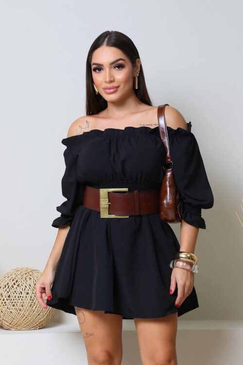 Vestido/macaquinho Jully Canoa Preto