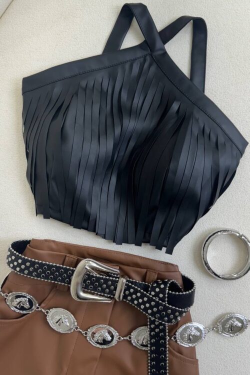 Cropped Courino Franjas Preto