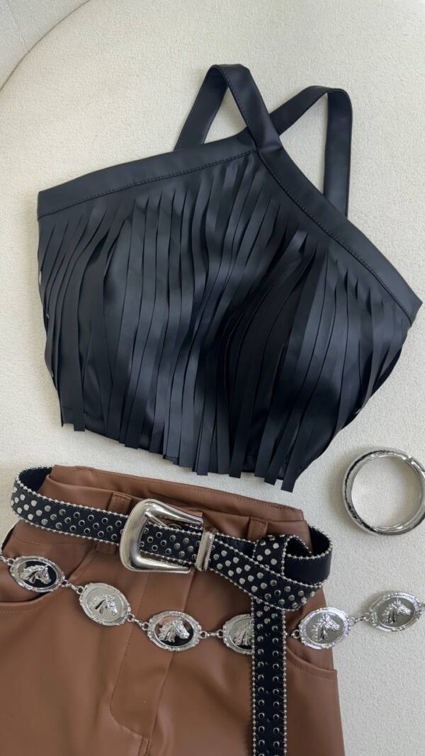 Cropped Courino Franjas Preto