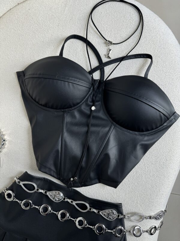Cropped Corset Courino Preto - Imagem 2