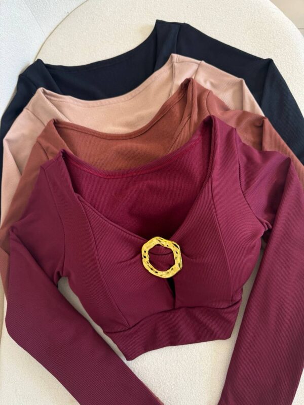 Cropped Canelado Flanelado Argola Dourado - Imagem 2