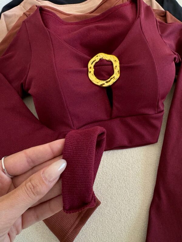 Cropped Canelado Flanelado Argola Dourado - Imagem 3