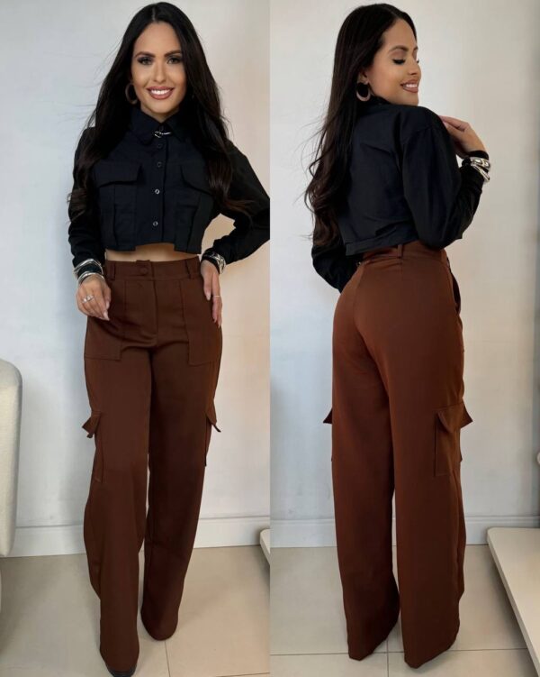 Calça Alfaiataria Cargo Marrom