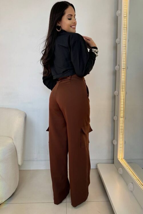 Calça Alfaiataria Cargo Marrom