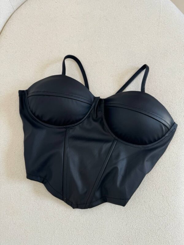 Cropped Corset Courino Preto - Imagem 3