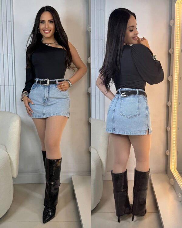 Shorts/Saia Jeans Claro - Imagem 8