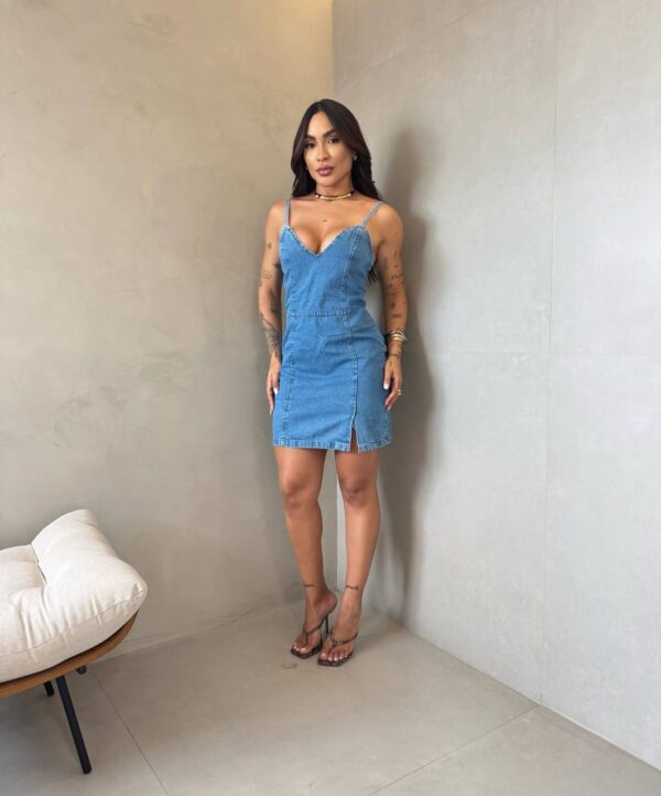 Vestido Jeans Marca Pink - Imagem 4