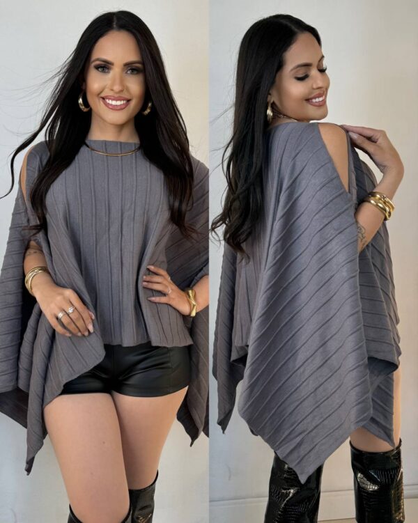Blusa Capa Fio Modal Cinza