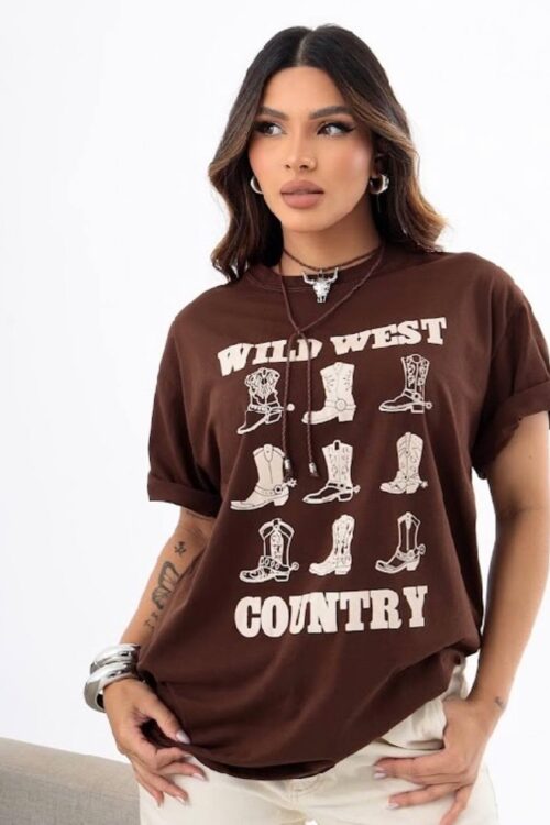 Vestido/camisetao Max Wild West Marrom