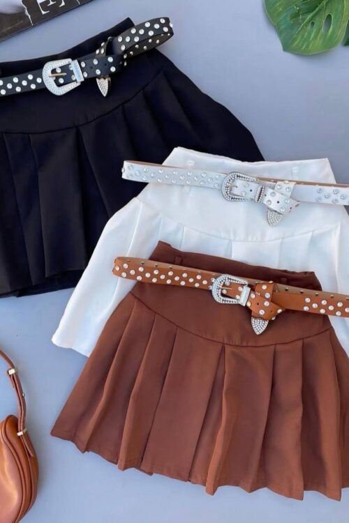 Saia/Shorts Colegial Boneca Marrom