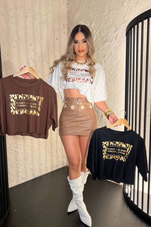 T-shirt Cropped Silence Metalizado