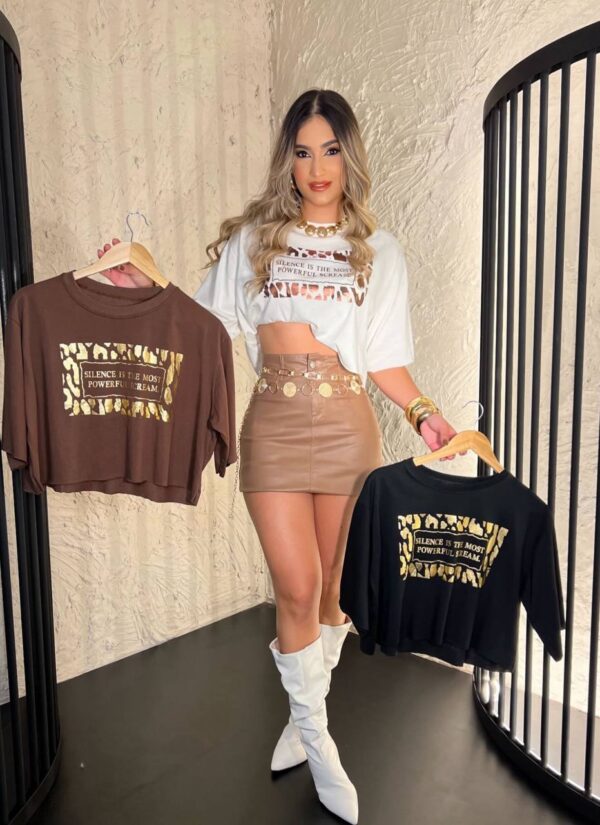 T-shirt Cropped Silence Metalizado