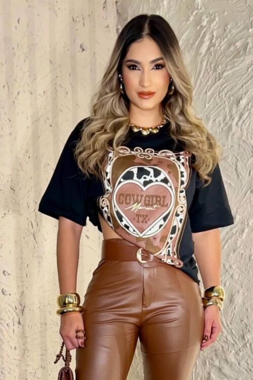 Vestido/camisetao Max Over Preta Cow Girl