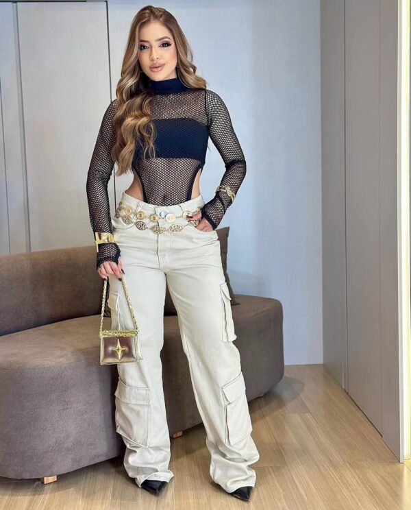 Body Arrastão Com Top Preto - Imagem 5