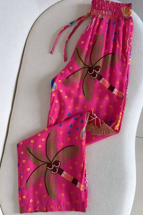 Calça Pantalona Floral Pink
