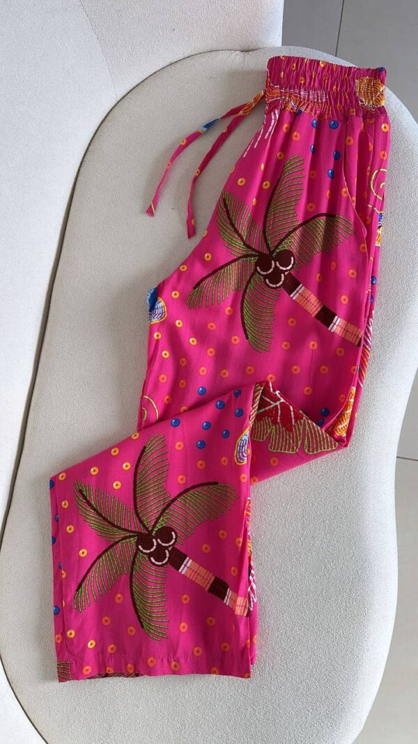 Calça Pantalona Floral Pink