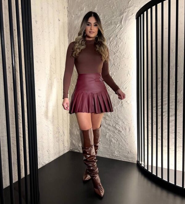 Saia Courino Colegial com Fivelinha Bordo - Imagem 2
