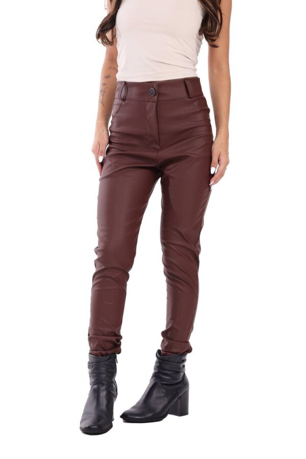 Calça Skinny Courino Marrom