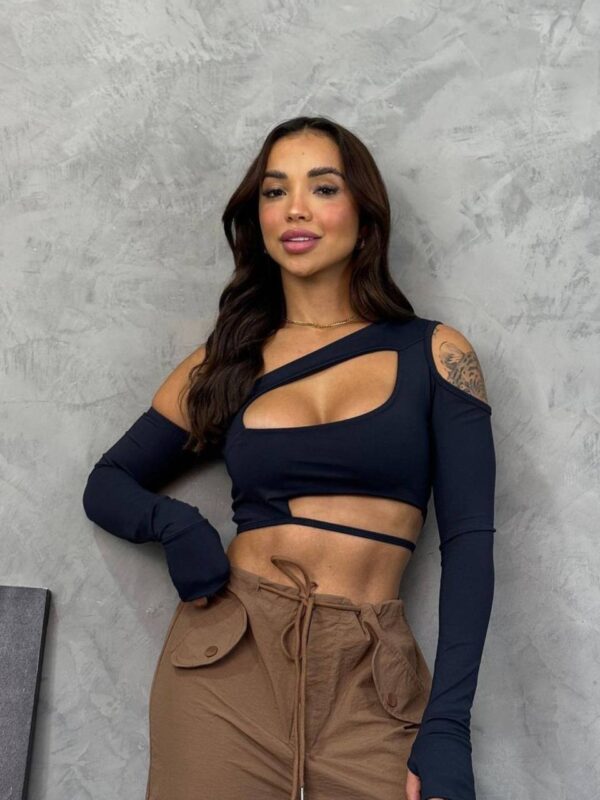Cropped Mavie Poliamida Preto