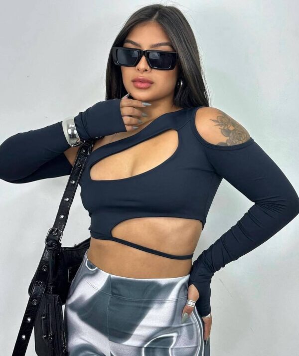 Cropped Mavie Poliamida Preto - Imagem 5