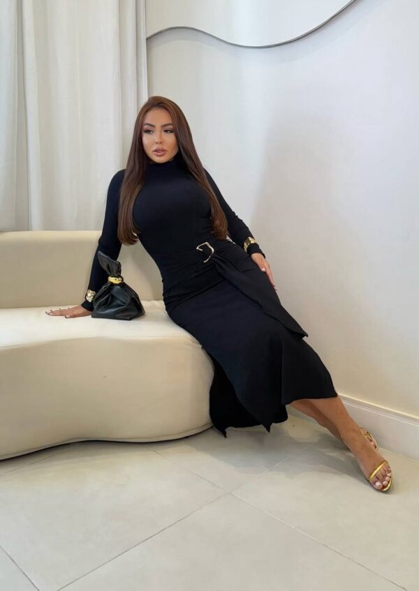 Vestido Canelado Premium Longo Iara Preto - Imagem 5
