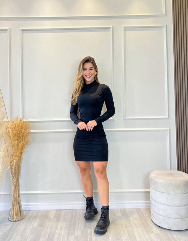 Vestido Golinha Suplex Preto Ísis - Imagem 3