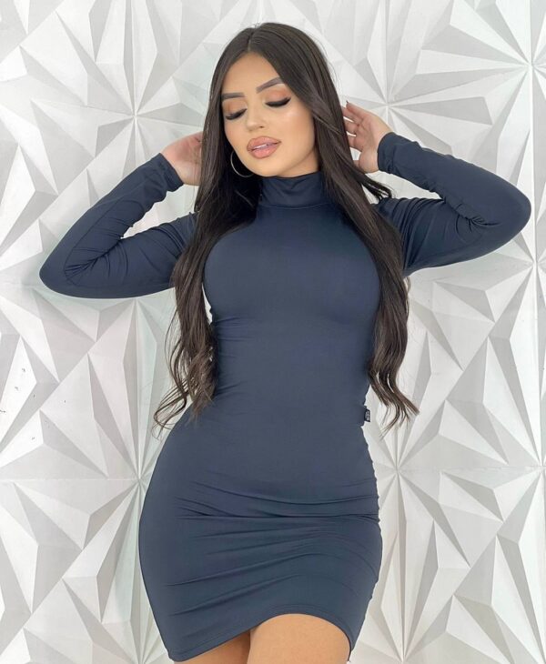 Vestido Golinha Suplex Preto Ísis - Imagem 7
