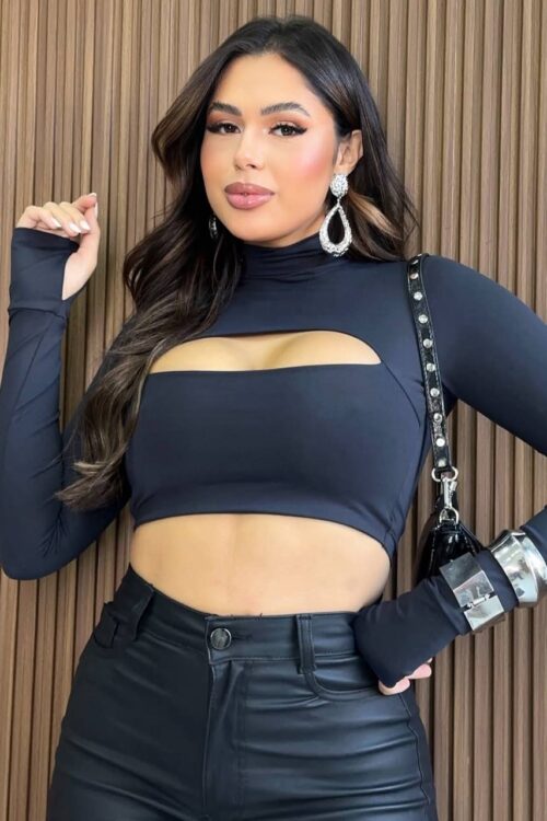 Cropped Astena Poliamida Preto